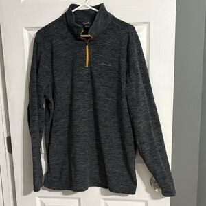 Eddie Bauer Gray Quarter-Zip with Mustard Accent
